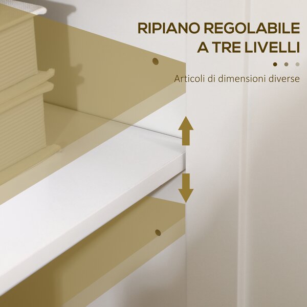 HOMCOM Mobile Contenitore con 2 Armadietti a 2 Ripiani Regolabili su 3 Altezze, 120x40x70 cm, Bianco e color Legno | Aosom Italy