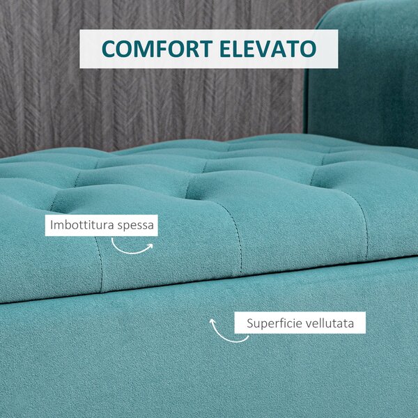 HOMCOM Panca Fondo Letto in Tessuto Vellutato con Vano Contenitore e Braccioli, 126x48.5x57 cm, Verde | Aosom Italy