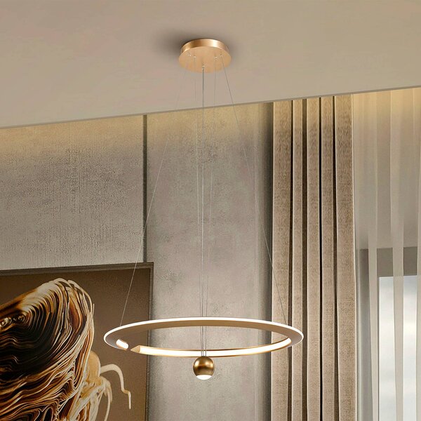 Schuller Valencia Lampada LED a sospensione Orane color oro, regolabile in altezza, Ø 60 cm Orane, dimmerabile, Ottone / Oro, Soggiorno / Sala da pranzo, Metallo
