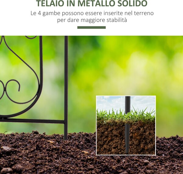 Outsunny Portapiante Verticale Pieghevole con 5 Vasi da Esterno in Metallo, 82x12.5x150cm, Nero|Aosom