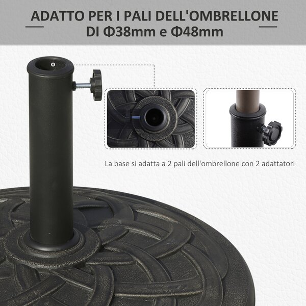 Outsunny Base Ombrellone in Resina 19kg, Decorazioni Eleganti, Accoppiatore, Antiruggine, Φ54.5cm, Stile Raffinato, Bronzo|Aosom