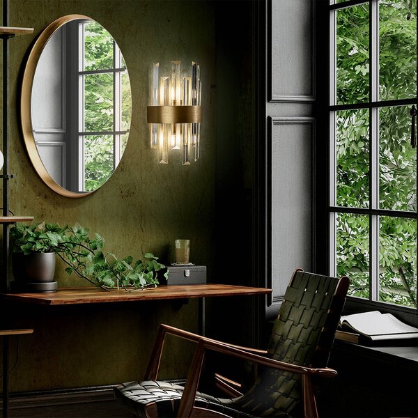 Schuller Valencia Applique da parete a LED Grace, Ottone / Oro, Soggiorno / Sala da pranzo, Vetro, Applique a LED