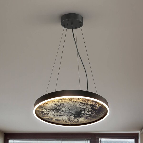Schuller Valencia Lampada LED a sospensione Stone, Ø 60 cm, CCT, nero, metallo, acrilico Stone, Nero, Soggiorno / Sala da pranzo, Metallo, Moderno