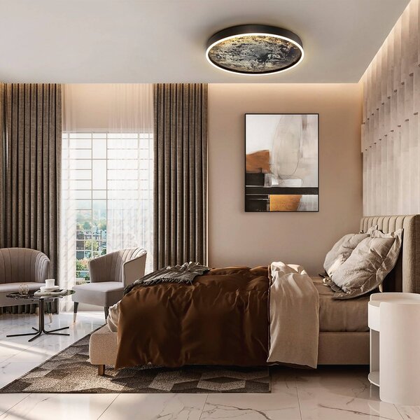 Schuller Valencia Plafoniera a LED Stone, Nero, Soggiorno / Sala da pranzo, Metallo, Moderno, Plafoniera LED