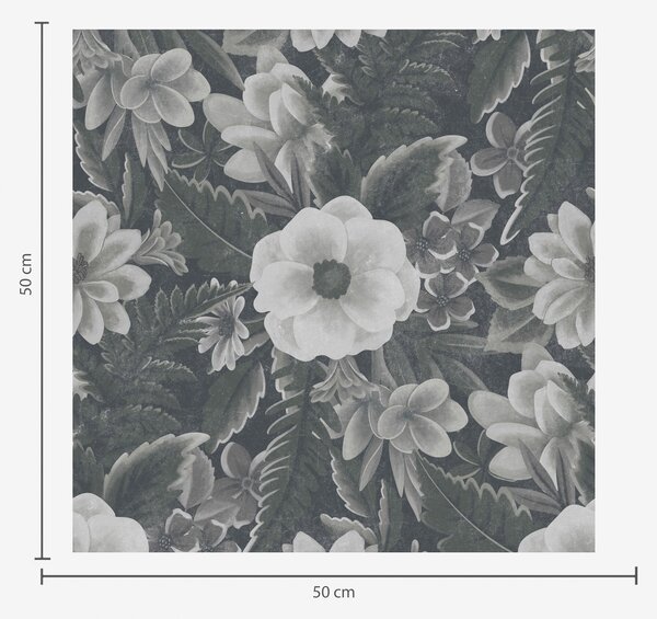 Carta da parati Motivo floreale grigio e bianco con effetto retrò, Parati fiori e piante classici, a00307 : Uwalls.it