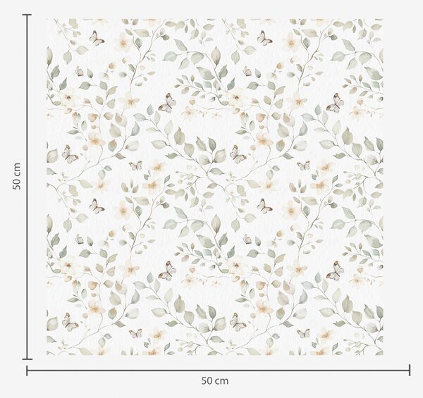 Carta da parati Rami leggeri con foglie e fiori in piccola ripetizione, Parati fiori e piante classici, a00343 : Uwalls.it