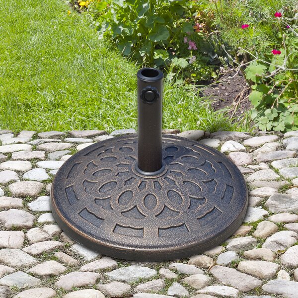 Outsunny Base per Ombrellone in Resina 12kg, Design Elegante, Adatta per Pali da 38-48mm, Colore Bronzo, Φ48.5x34cm|Aosom