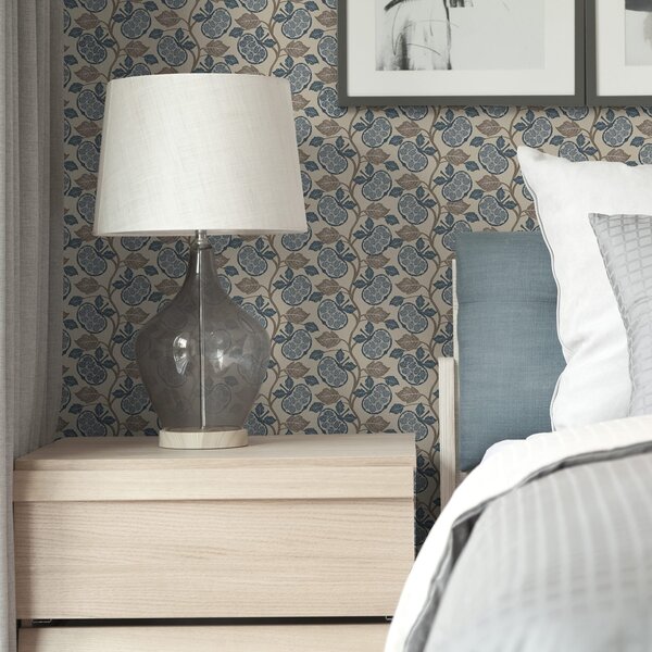 Carta da parati Motivo simmetrico con elementi blu e beige, Parati fiori e piante classici, a00360 : Uwalls.it