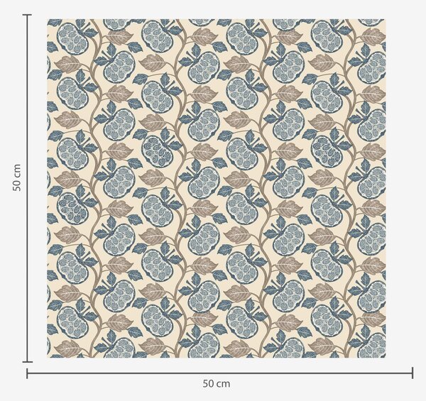 Carta da parati Motivo simmetrico con elementi blu e beige, Parati fiori e piante classici, a00360 : Uwalls.it