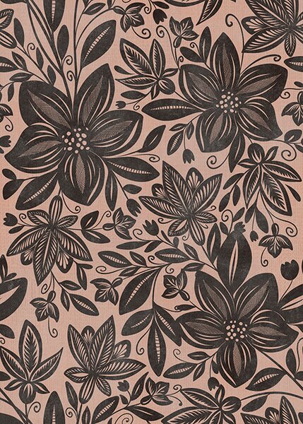 Carta da parati Motivo floreale etnico nero e rosa e motivo floreale etnico rosa, Parati fiori e piante classici, a00351 : Uwalls.it