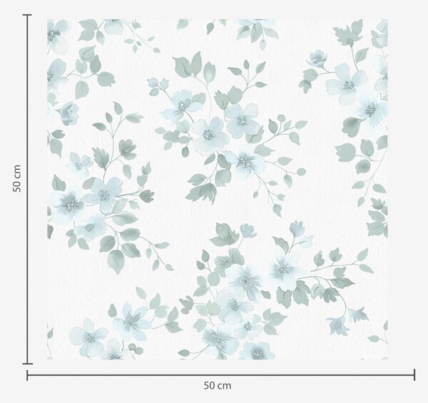 Carta da parati Fiori blu pallido su sfondo bianco, stile acquerello, Parati fiori e piante classici, a00364 : Uwalls.it