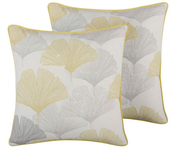 Set di 2 cuscini decorativi motivo a foglie Multicolore 45 x 45 cm con stampa floreale Accessori per arredamento moderno retrò Beliani