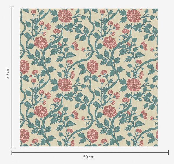 Carta da parati Fiori rosa ornamentali su sfondo beige, Parati fiori e piante classici, a00414 : Uwalls.it
