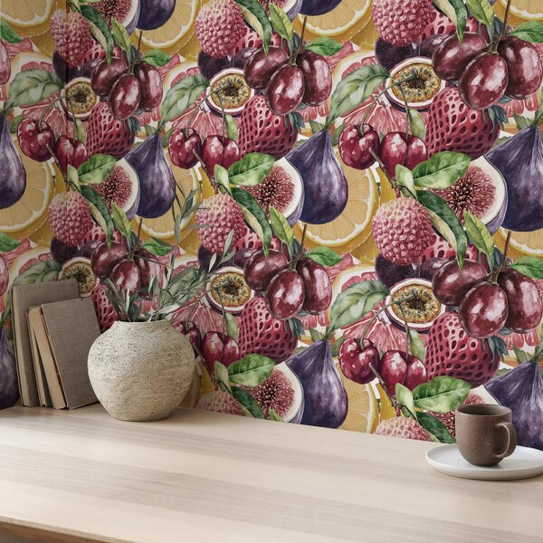 Carta da parati Frutti tropicali succosi, Parati classici Cibo e bevande, a00416 : Uwalls.it