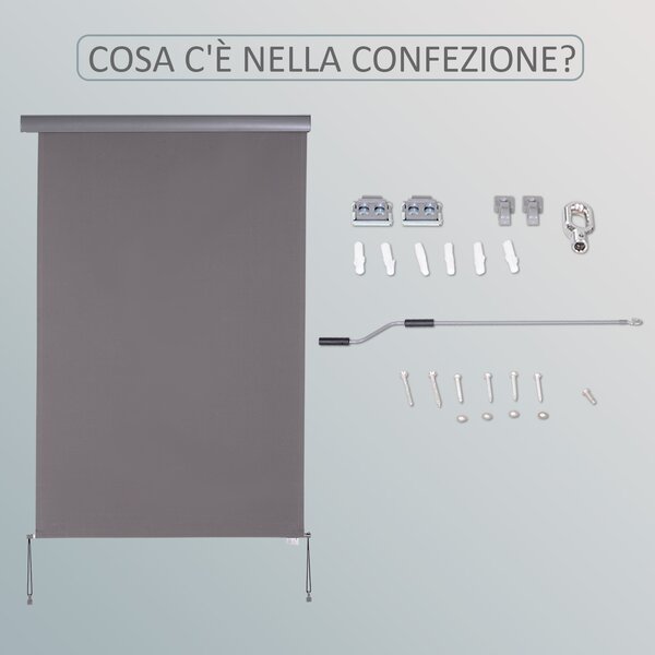 Outsunny Tenda Avvolgibile Parasole con Manovella, Installazione a Muro o Soffitto, 120x200cm, Grigio|Aosom