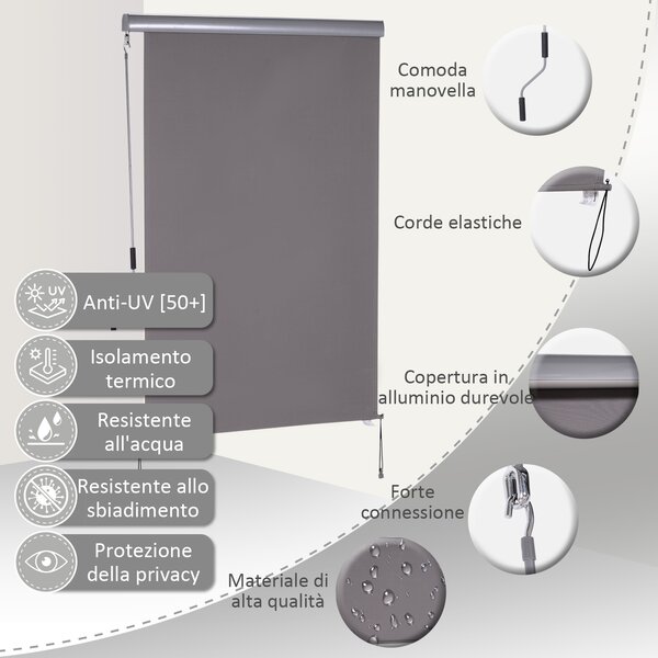 Outsunny Tenda Avvolgibile Parasole con Manovella, Installazione a Muro o Soffitto, 120x200cm, Grigio|Aosom