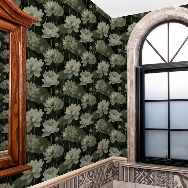 Carta da parati Loto, Parati fiori e piante classici, a00420v2 : Uwalls.it