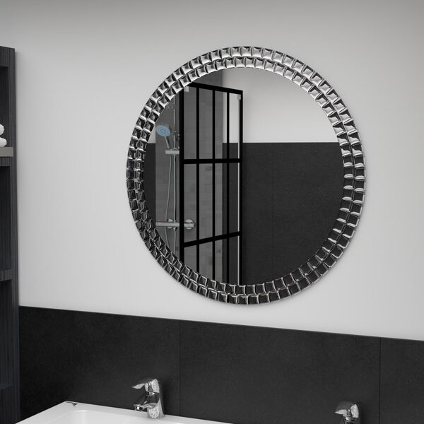 Specchio da Parete Argento 70 cm in Vetro Temperato