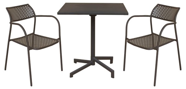 OPERA - set tavolo in metallo cm 70x70x73 h con 2 sedute