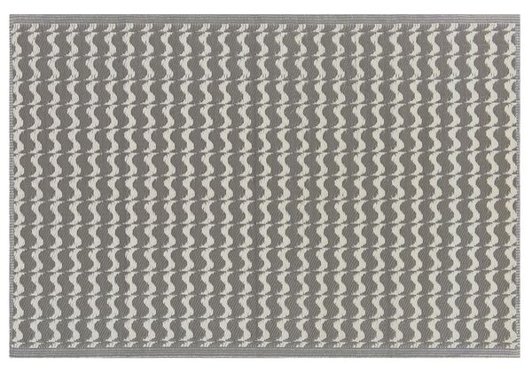 Tappeto per esterni Grigio Materiali sintetici Rettangolare 120 x 180 cm Motivo geometrico ondulato Accessori da balcone Beliani