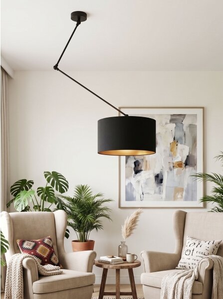 Lampadario LED regolabile con asta GORTA 1xE27/60W/230V nero/oro