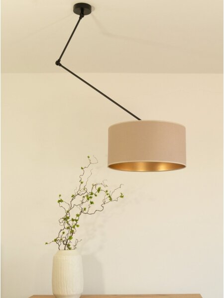 Lampadario LED regolabile su asta GORTA 1xE27/60W/230V beige/oro