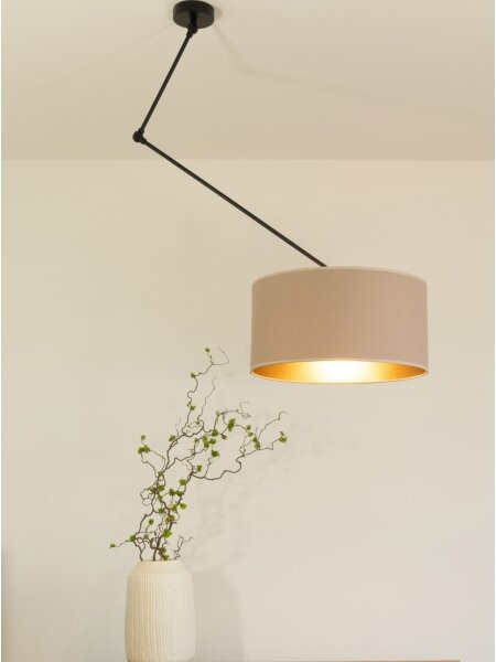 Lampadario LED regolabile su asta GORTA 1xE27/60W/230V beige/oro
