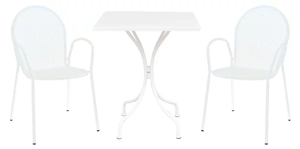 ROMANUS - set tavolo in metallo cm 60 x 60 x 72 h con 2 poltrone Maris