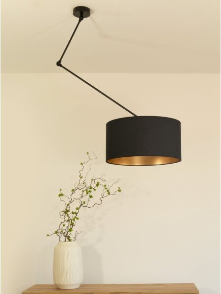 Lampadario LED regolabile con asta GORTA 1xE27/60W/230V nero/oro