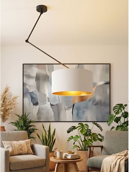 Lampadario LED regolabile a stelo GORTA 1xE27/60W/230V bianco/oro