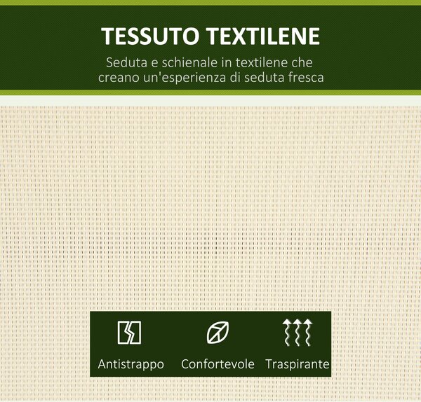 Outsunny Dondolo a 2 Posti da Giardino per Esterni con Tettuccio Regolabile e Seduta in Texteline, 140x118x162cm Beige|Aosom