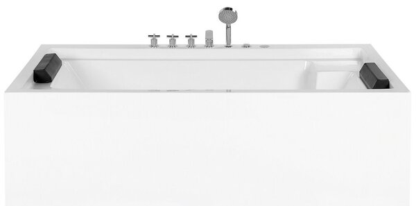 Vasca Idromassaggio Bianca Con Argento Sanitario Acrilico Per Due 180 x 110 cm Libera Installazione Moderna Beliani