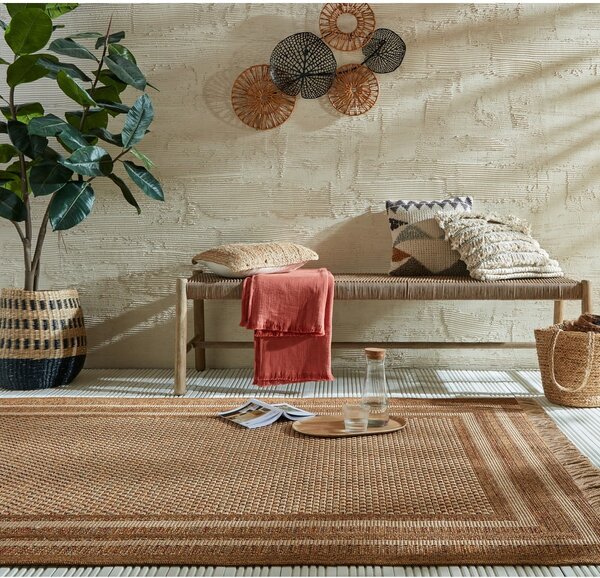 Tappeto per interni ed esterni in colore naturale 160x230 cm Layla Border - Flair Rugs