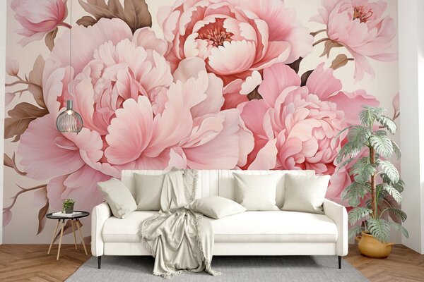 Carta da parati Delicate peonie, Carta da parati Floreale, w04365 : Uwalls.it