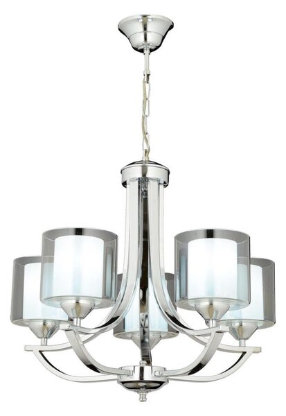 Lampadario a catena NOVARA 5xE27/40W/230V, cromo lucido