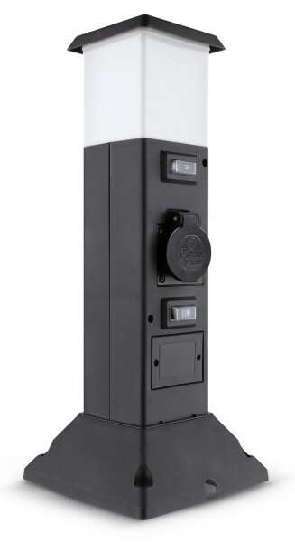 Brilagi - Lampada da esterno con 2 prese SCHUKO, 1x attacco E14 (max 15W), 230V, IP44, nera