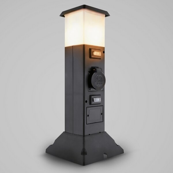 Brilagi - Lampada da esterno con 2 prese SCHUKO, 1x attacco E14 (max 15W), 230V, IP44, nera