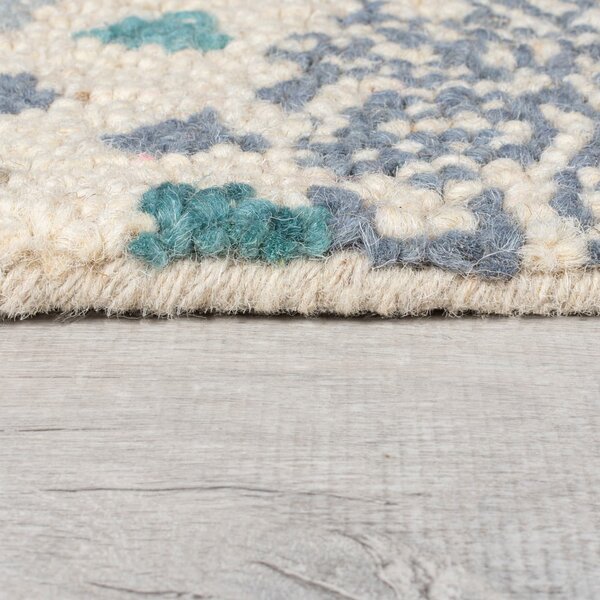 Tappeto blu/beige in lana tessuto a mano 200x290 cm Eloise Patchwork – Flair Rugs