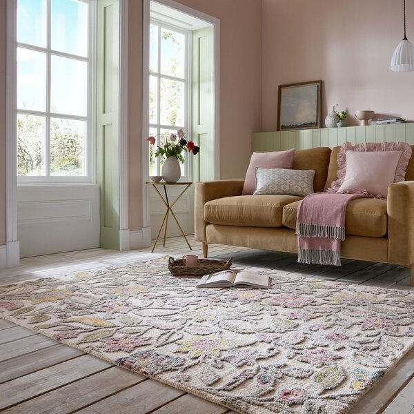 Tappeto color crema in lana tessuto a mano 120x170 cm Tania Floral – Flair Rugs