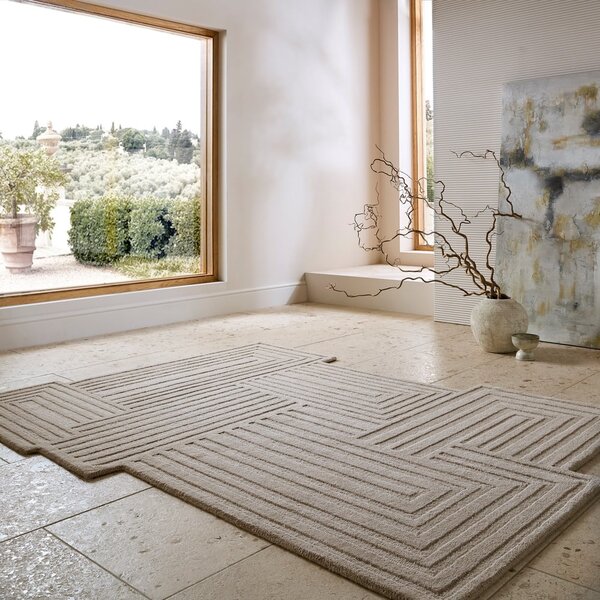 Tappeto beige in lana tessuto a mano 160x230 cm Zen Rectangles – Flair Rugs