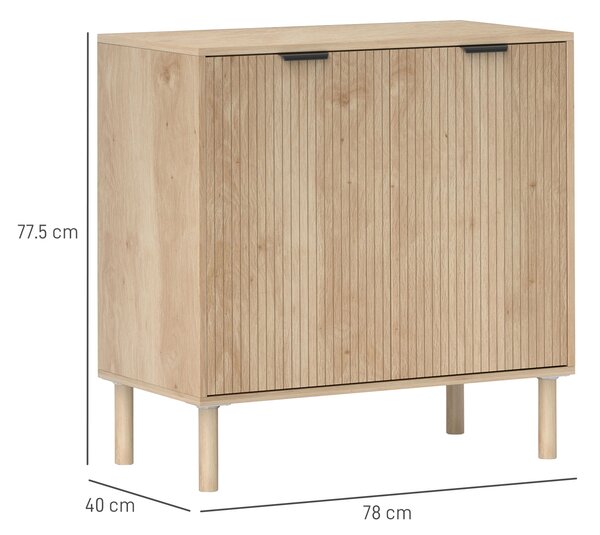 HOMCOM Credenza Multiuso Moderna in Legno a 2 Livelli, Mobile Contenitore con Ripiano Regolabile su 3 Livelli, 78x40x77.5 cm, color Rovere|Aosom Italy