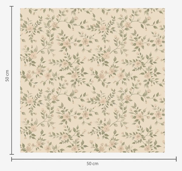 Carta da parati Delicati rami di fiori pastello su sfondo beige, Parati fiori e piante classici, a00390 : Uwalls.it