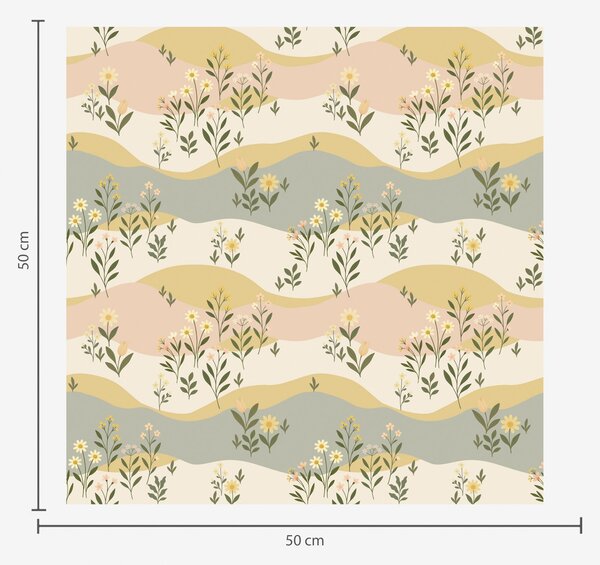 Carta da parati Fiori di prato ondulati in stile pastello minimalista, Parati fiori e piante classici, a00396 : Uwalls.it