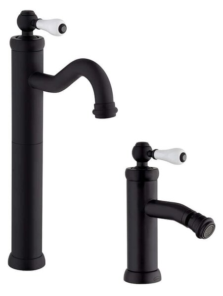 Serie Tosca miscelatori Jacuzzi Rubinetteria lavabo alto e bidet nero opaco per piletta click clack