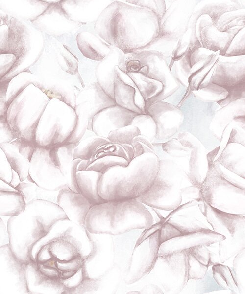Carta da parati Rose rosa acquerellate in un delicato stile sfocato, Parati fiori e piante classici, a00434 : Uwalls.it