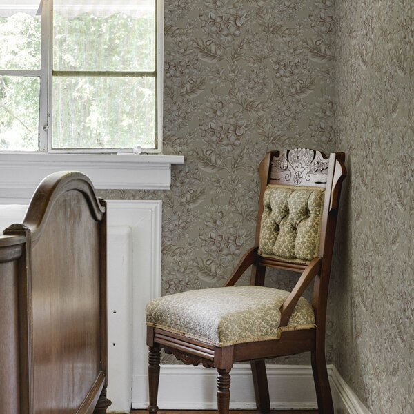 Carta da parati Rami beige con fiori bianchi in tonalità calde, Parati fiori e piante classici, a00441 : Uwalls.it
