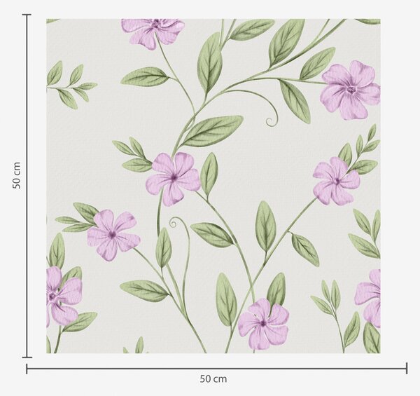 Carta da parati Fiori rosa con rampicanti verdi su sfondo crema, Parati fiori e piante classici, a00453 : Uwalls.it