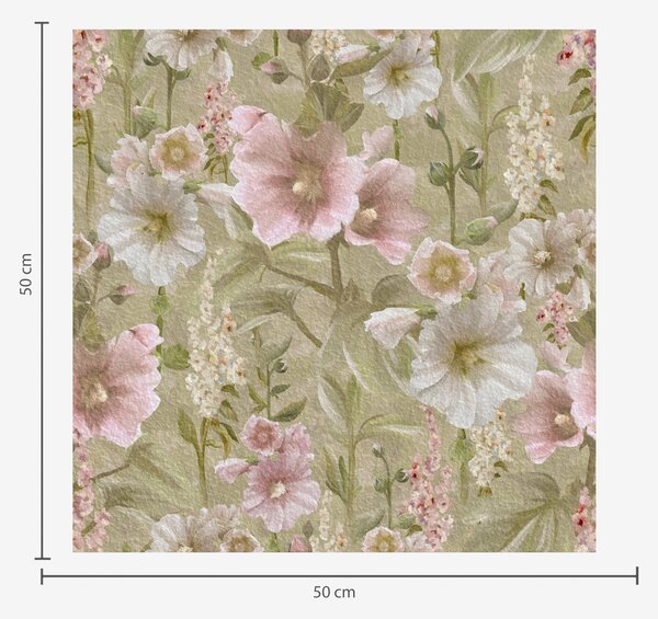 Carta da parati Romantici agrifogli rosa e bianchi su verde tenue, Parati fiori e piante classici, a00456 : Uwalls.it