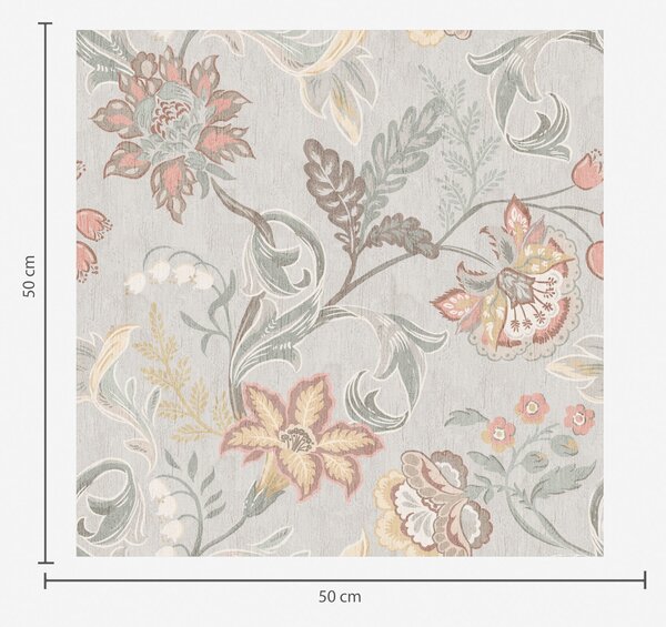 Carta da parati Fiori vintage pastello su sfondo grigio, Parati fiori e piante classici, a00459 : Uwalls.it