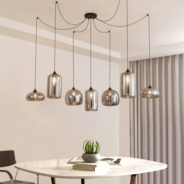 Lampada a sospensione in vetro Marla Lindby, dimmerabile, Nero, Soggiorno / Sala da pranzo, Vetro, Moderno, Lampada a sospensione